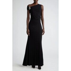 $4800 Alexander McQueen Crystal Knot Evening Gown Maxi Dress Black Size 44, US 6